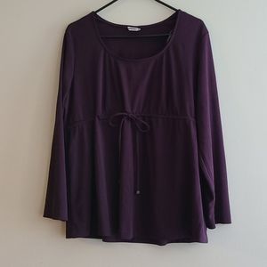 Long Sleeve Purple Maternity Baby Doll Blouse L